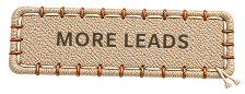 Stitched beige fabric label reading “More Leads”.
