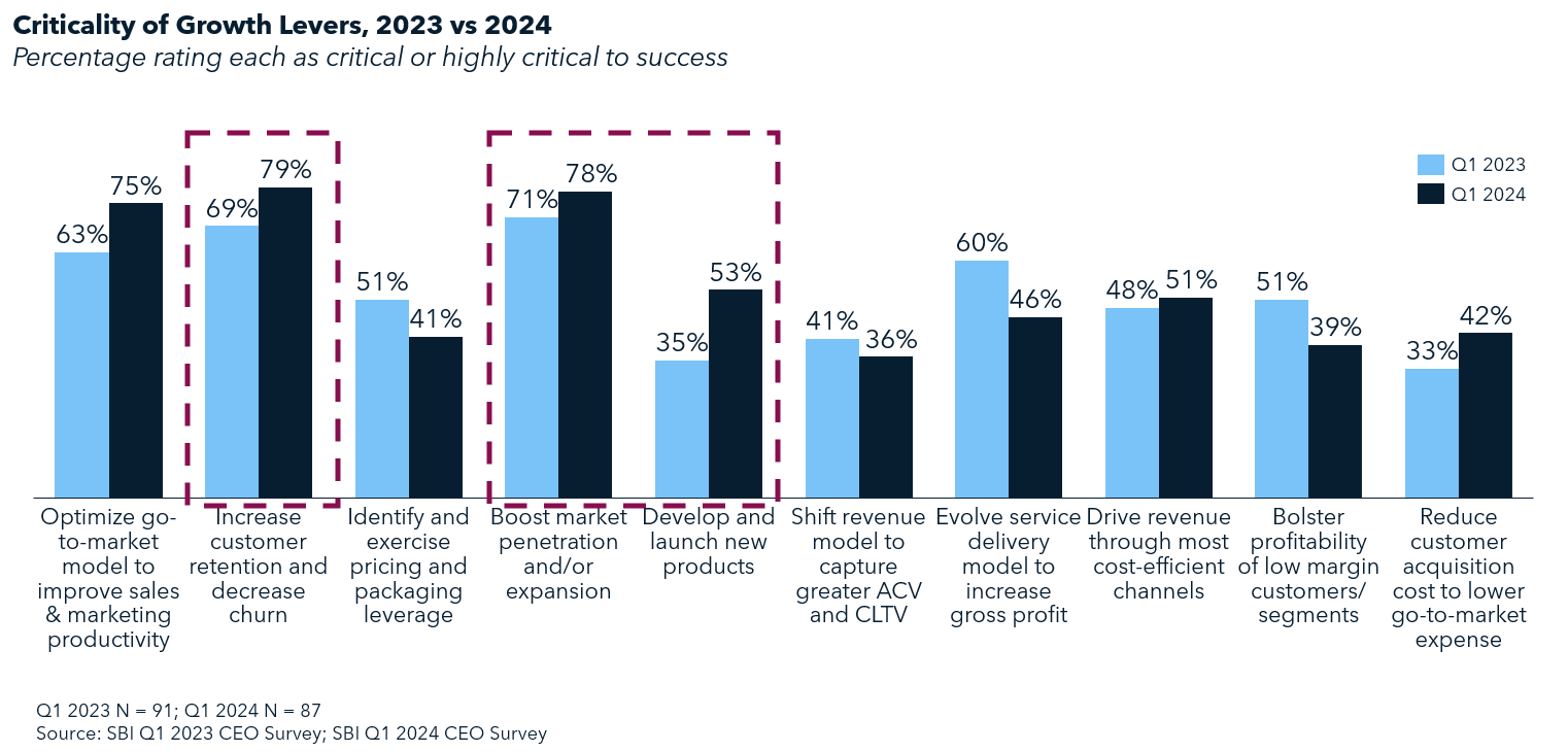 Criticality of Growth Levers, 2023 vs 2024 1